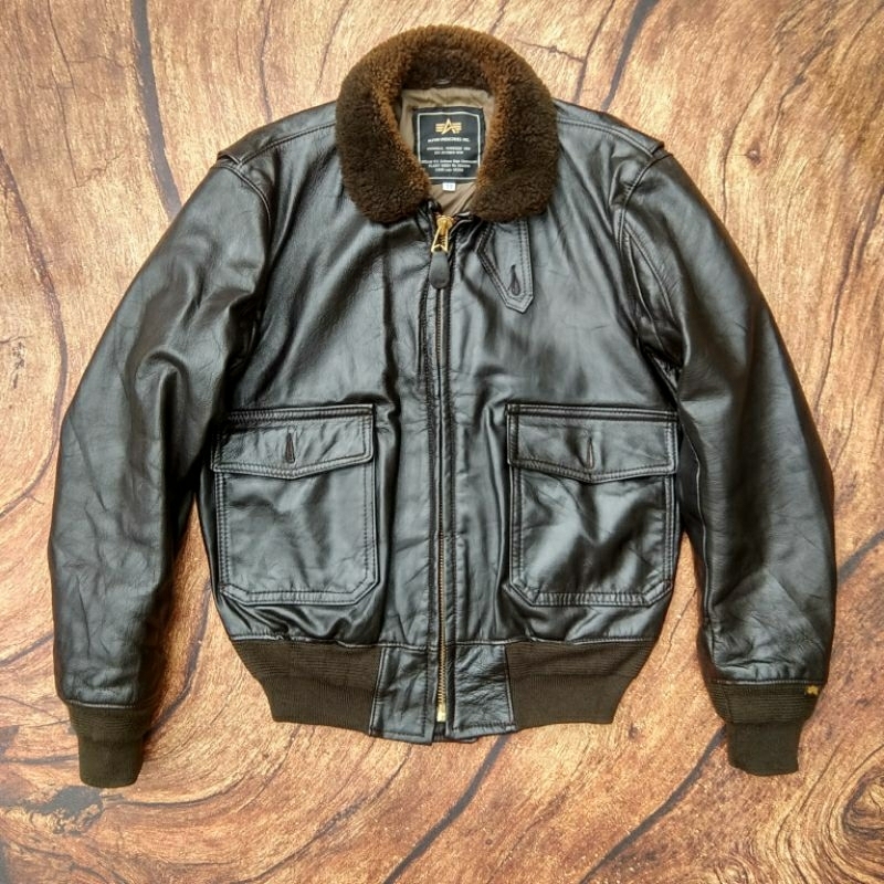 alpha industries jaket kulit bomber pilot flight jacket type G1 USN not schott avirex vanson rbc varsity usa us army us navy fashion military air force top gun real mccoys toys mccoy m51 m55 m65 N1 deck vintage