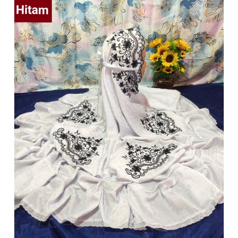 NEW MUKENA POTONGAN (COD) Mukena Kudus Dewasa Potongan Sutera Motif Bunga Mahkota Menawan