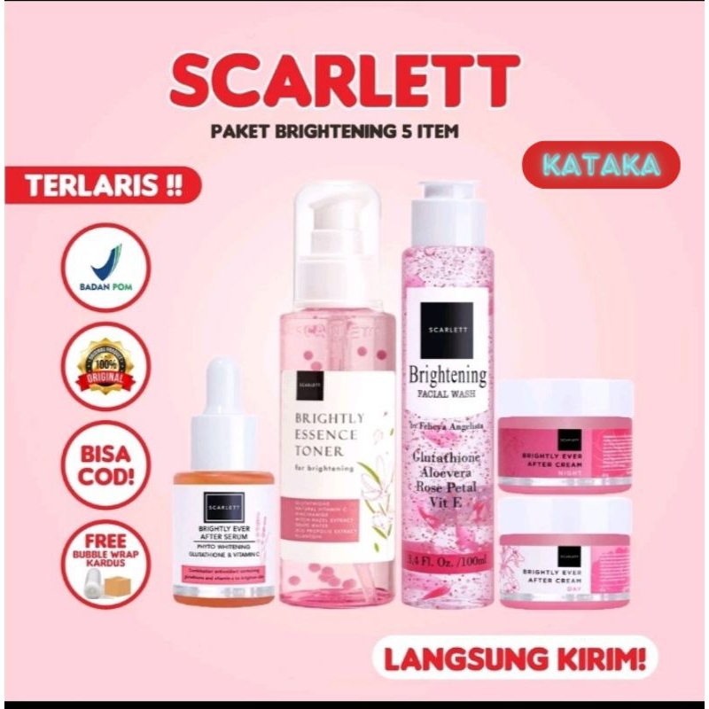 PAKET 5 in 1 Scarlett brightly kit mencerahkan wajah