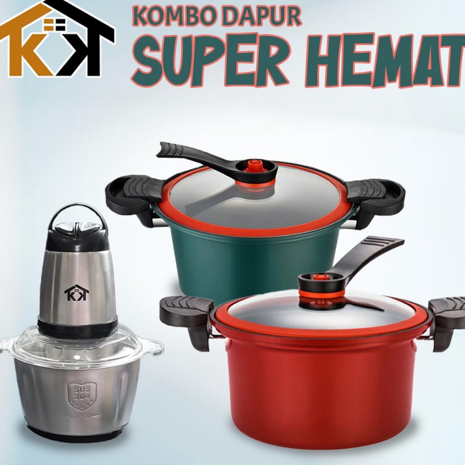Terkini KK LEBIH HEMAT Panci Presto 35L  Blender Chopper Daging Stainless 2L BUNDLING CHOPPER VIRAL 