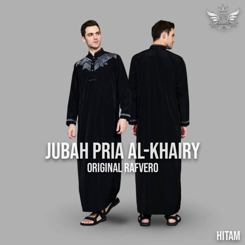 Jubah Muslim Pria Bordir Al Khairy Style Rafvero Terbaru-Jubah Gamis Pria Terbaru 2021-Baju Gamis Ar