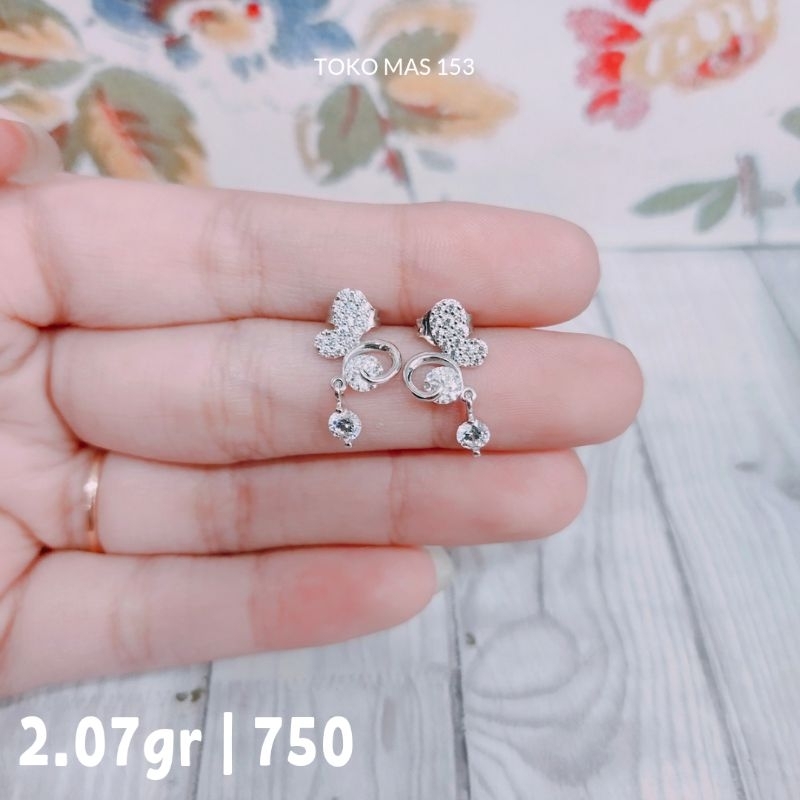 WAJIB TANYA STOK Realpict Giwang Kupu mpp Emas Putih Kadar 750