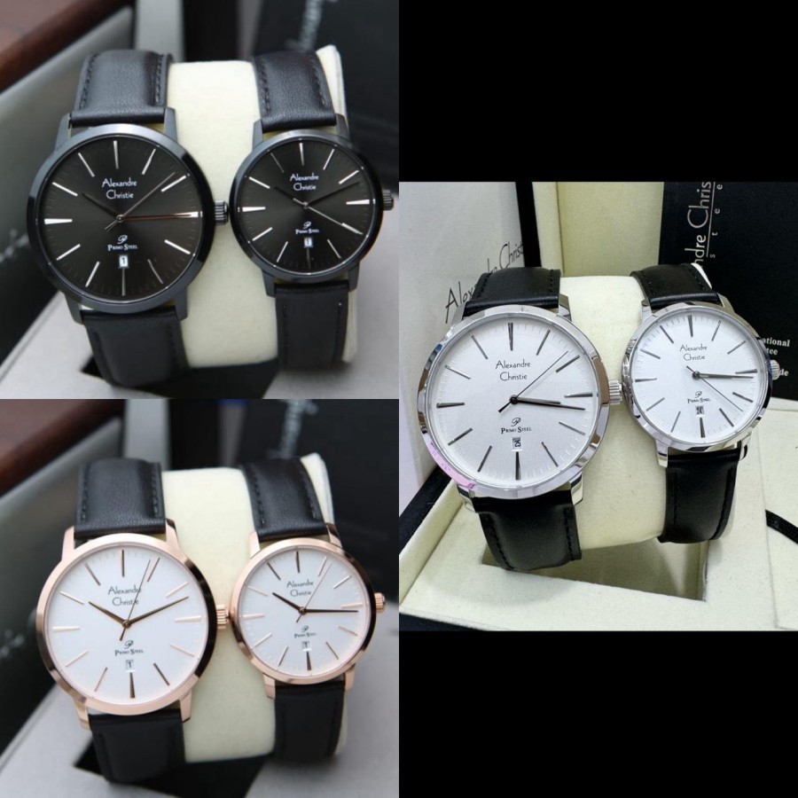 JAM TANGAN COUPLE ALEXANDRE CHRISTIE AC 1028 AC1028 LEATHER ORIGINAL