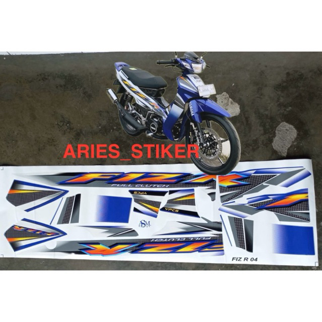 Stiker striping Yamaha f1zr fiz r 2004 biru putih copy original tahan pernis