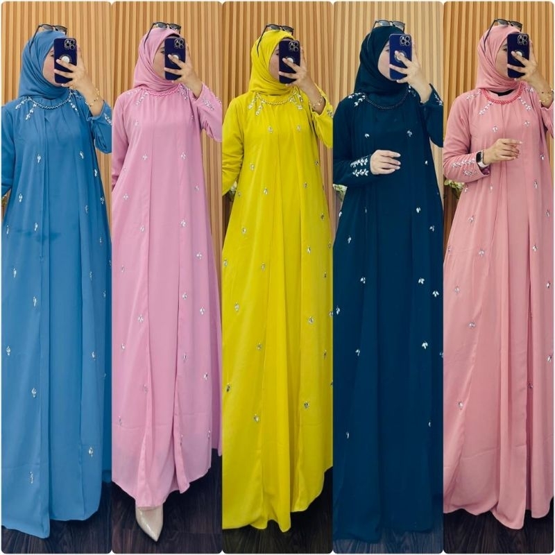 gamis wanita set hijab payet tabur