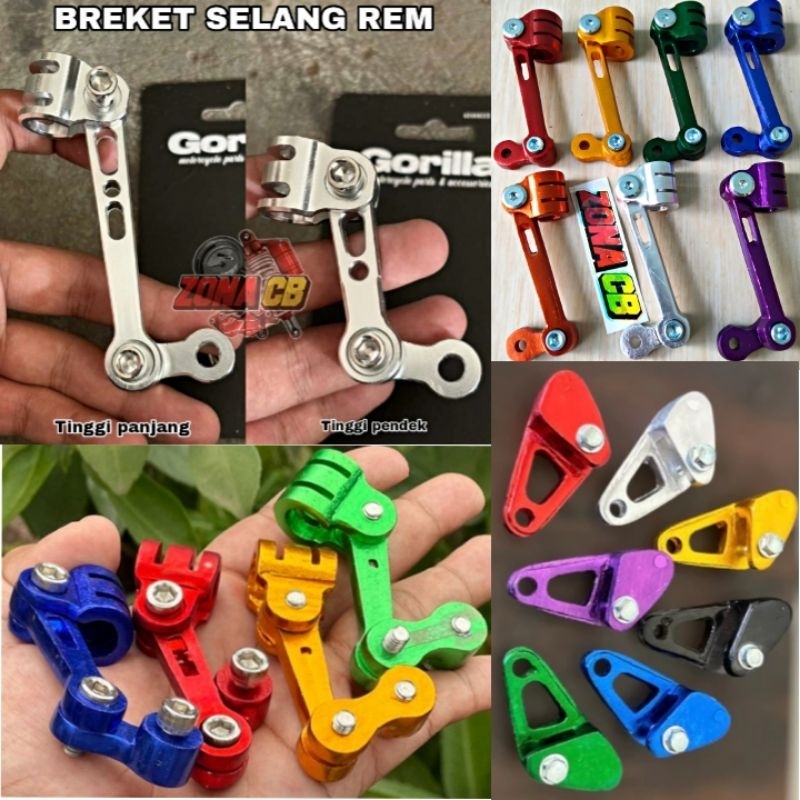 breket selang rem depan cnc almunium model tinggi / pemanis kabel selang rem almunium / dudukan sela