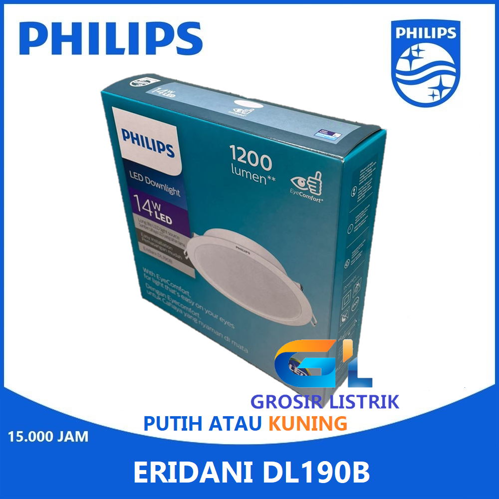 Philips Downlight LED Eridani 14W Putih atau Kuning G2 DL190B 14 W Watt Lampu PENGGANTI 7.5 7,5W Bes
