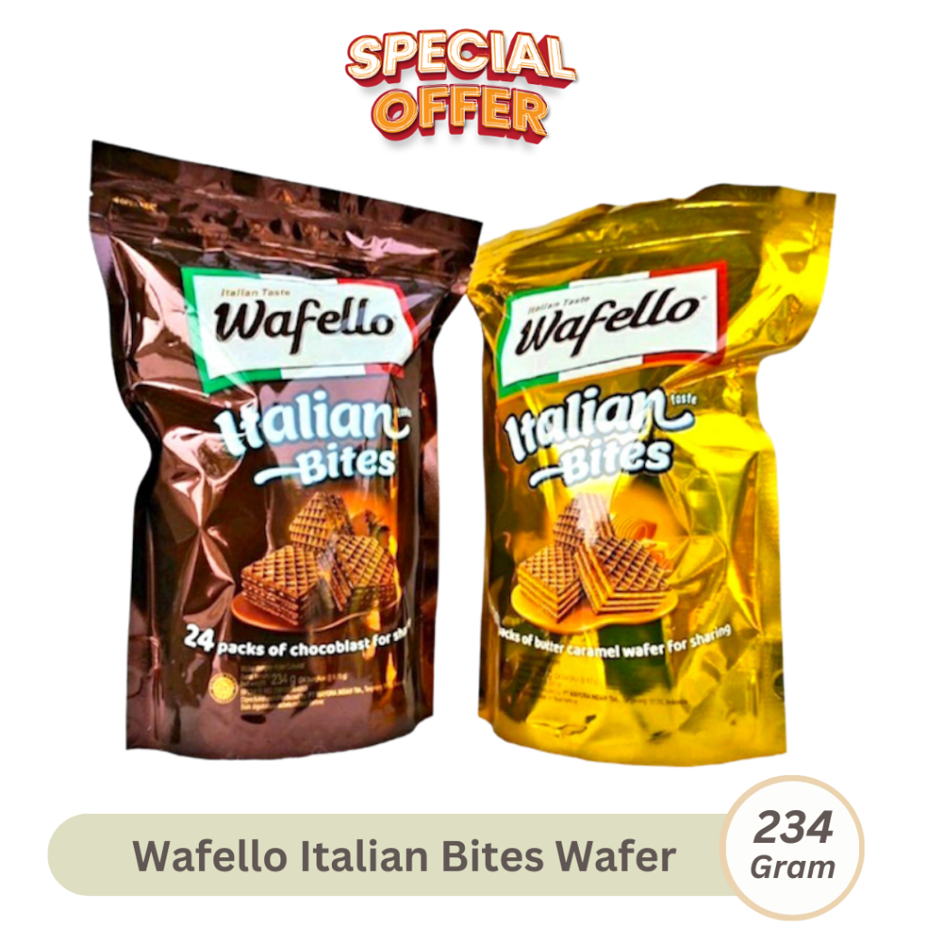 

Roma Wafello Wafer 234gr kemasan POUCH coklat caramel wafelo