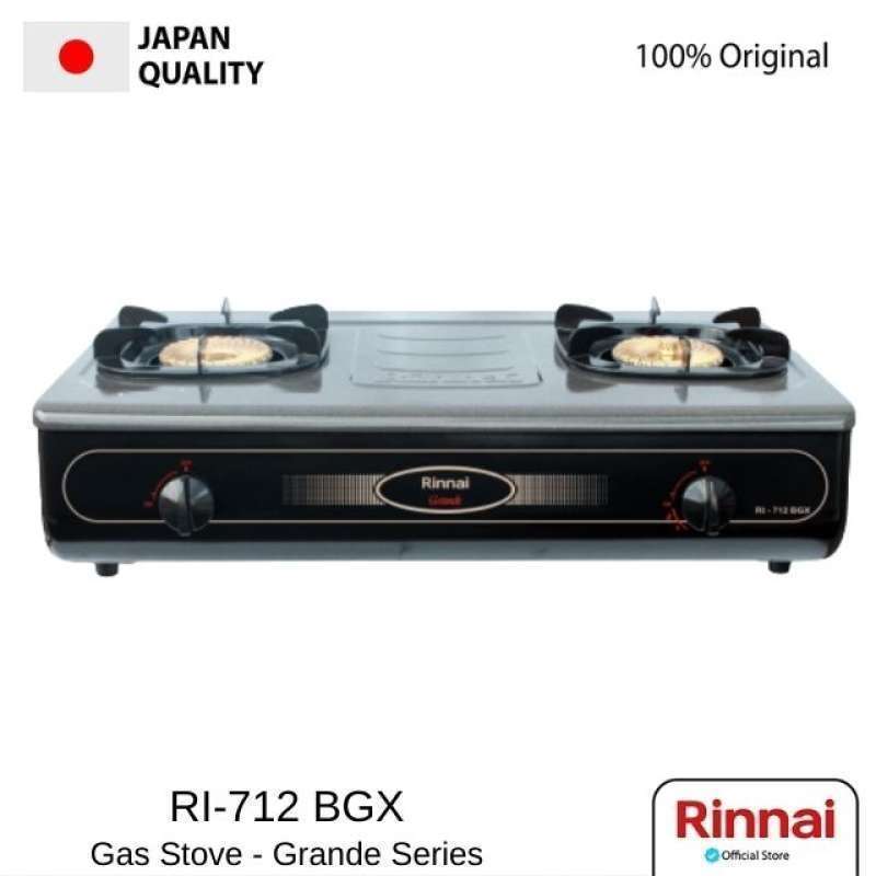 RINNAI RI 712BGX / 712 BGX / RI712BGX KOMPOR GAS 2 TUNGKU ANTI GORES GRANDE SERIES - GARANSI RESMI