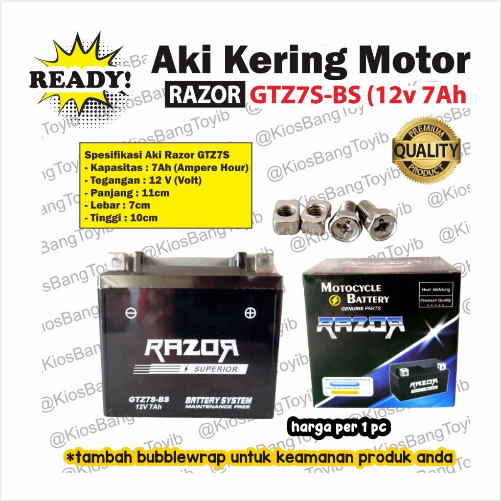 Aki Kering Full VARIO 125 150 SATRIA FU CBR150 RAZOR GTZ7S-BS (12V 7Ah) (NXTRA)