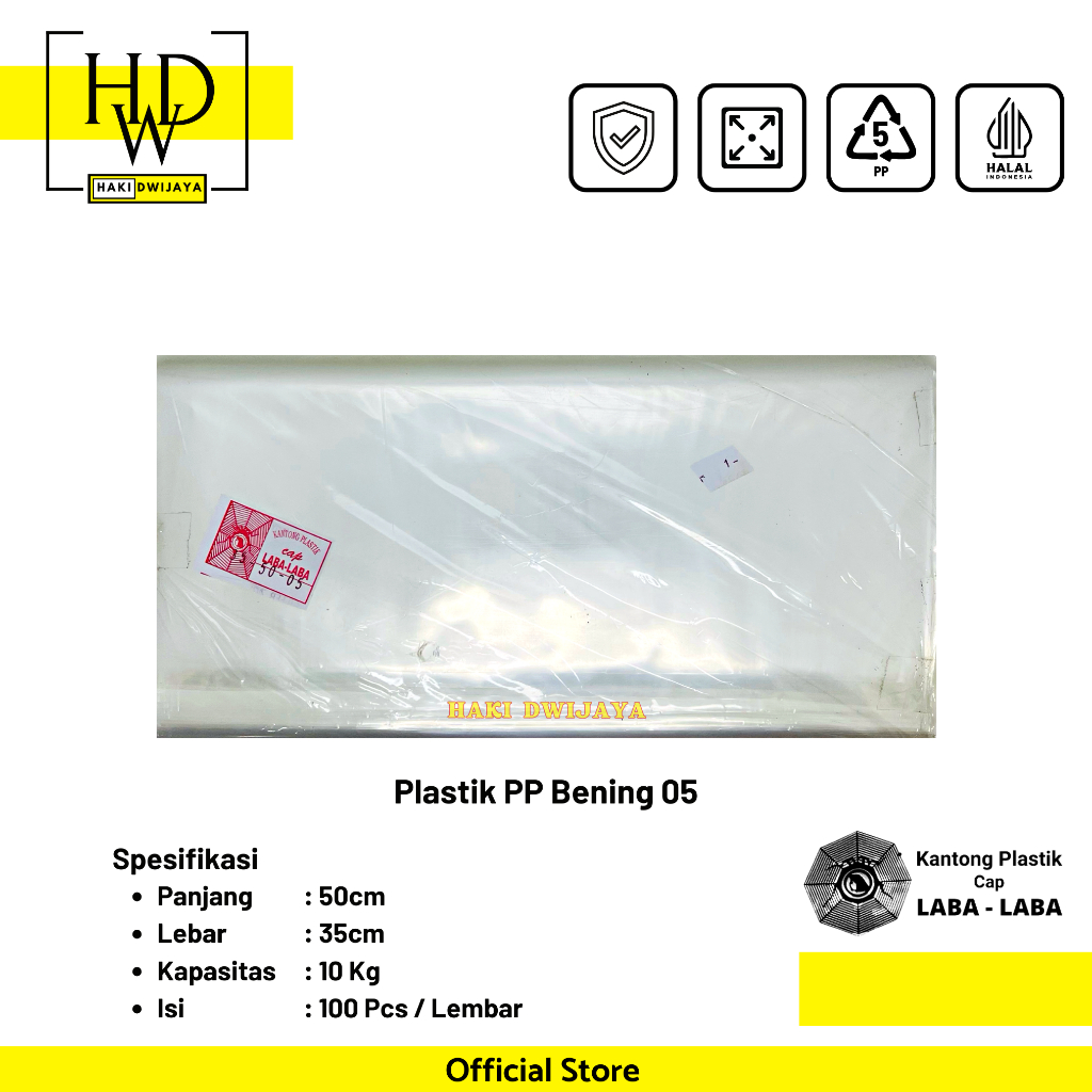 Kantong Plastik Bening PP 35x50cm 10kg Tebal 0,5 - Laba Laba