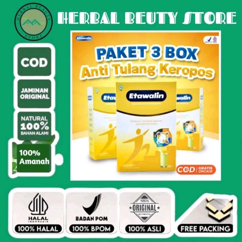 

PAKET 3 BOX SUSU ETAWALIN - Paket Sembuh Susu Sendi Atasi Radang Sendi Nyeri Tulang Cegah Osteoporosis Osteoartritis Pengeroposan Tulang Susu Kambing Etawa Kesehatan Susu Bubuk Murni Original Ettawa 100% Ori Susu Asam Urat Etawalin Platinum