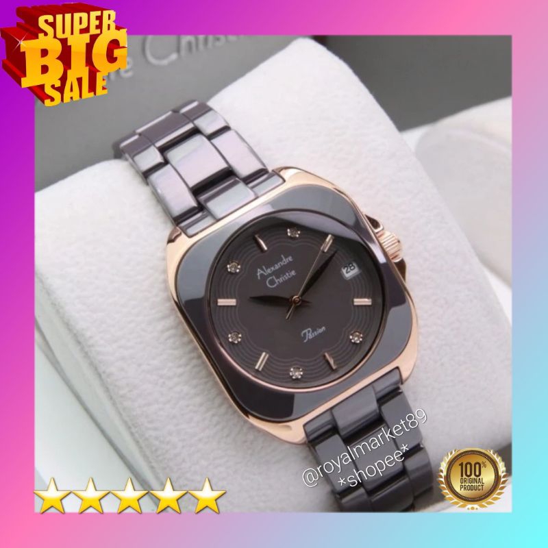 [PILIHAN WARNA LAIN GESER FOTONYA] ORI JAM TANGAN WANITA ALEXANDRE ALEXANDER ANALOG KERAMIK STRAP AR