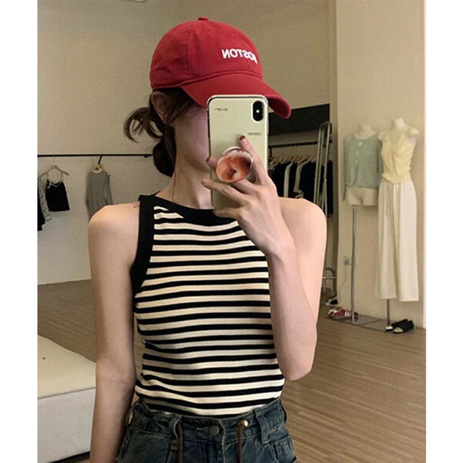 [BLASTER]tank top knit rajut  crop top motif blaster  atasan wanita korean style
