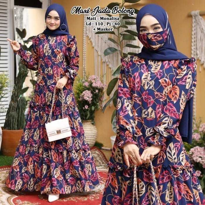 Gamis Terbaru Motif Bunga Janbol / Delisa Maxi Dress / Fashion Muslim