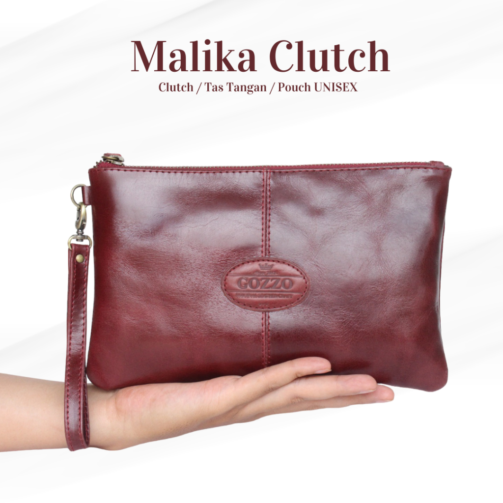 Clutch / Pouch / Tas Tangan Pria Dan Wanita MALIKA Bahan Kulit Sapi Asli / Free Gravir Nama