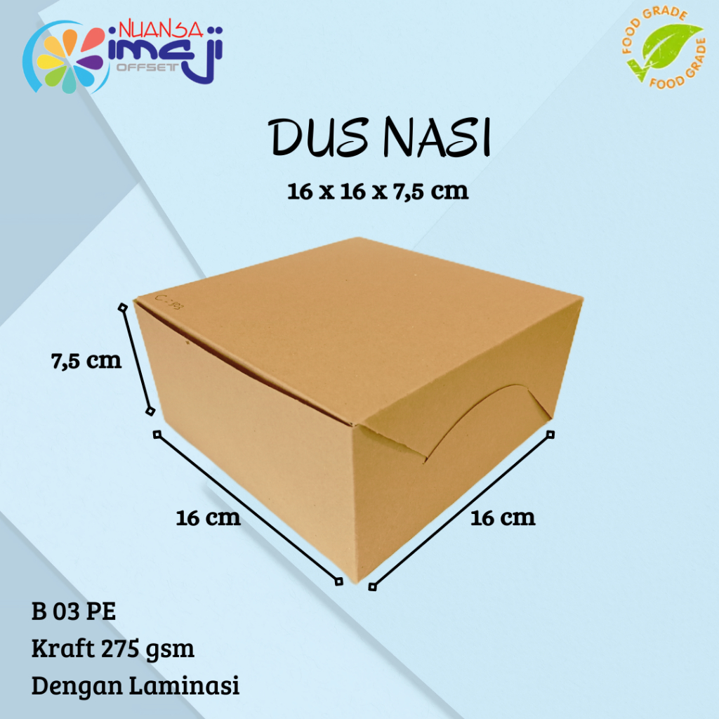 Dus Nasi B 03 Uk. 16x16x7,5 cm Dengan Laminasi