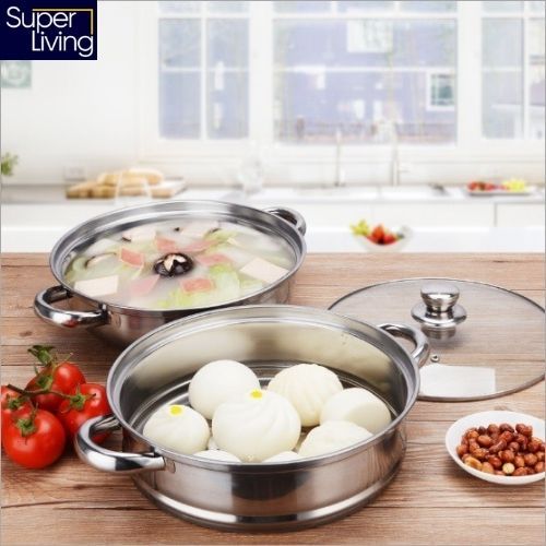 Dandang Steamer Panci Kukus Stainless Tutup Kaca