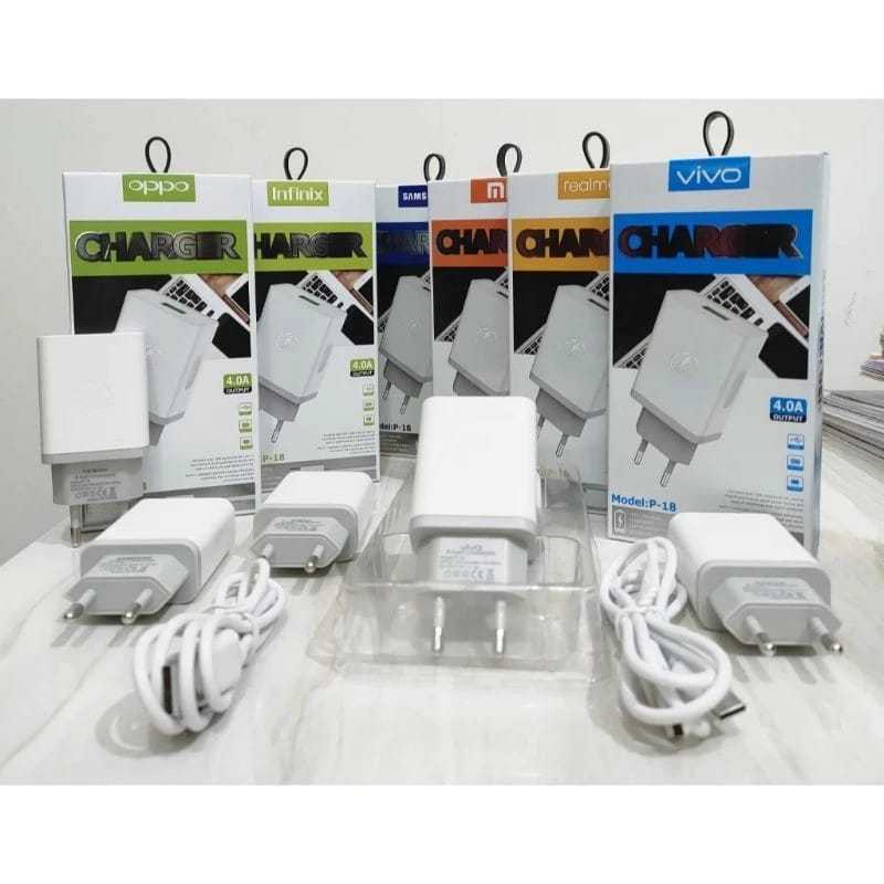 TC/TRAVEL CHARGER P-18 BRANDED 4.0A MICRO & TIPE C