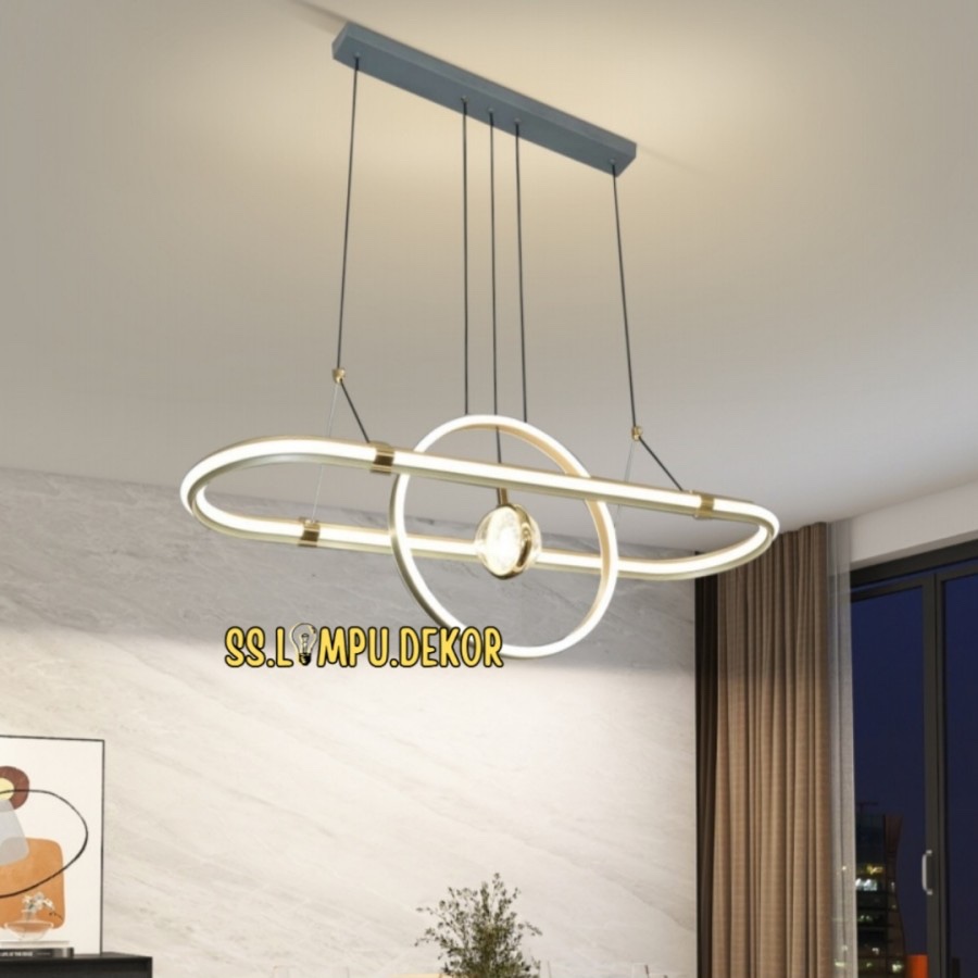 Lampu Gantung LED Ring Panjang Hias meja makan