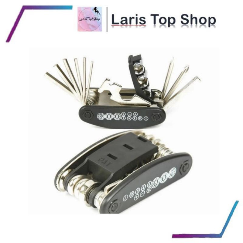 Kunci Shock Lipat Serbaguna  16 pcs Tools 16in1 Kunci Obeng MINI MULTIFUNGSI