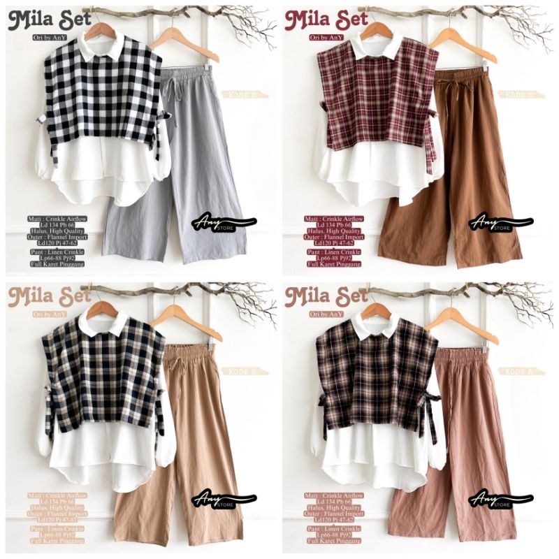 100% ORI Mila daily set wanita by A.N.Y / ANY | Ld 134 Pjc 92