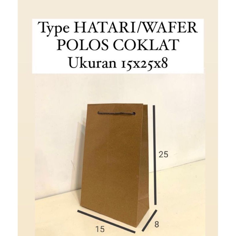 

PAPERBAG WAFER DAN MINUMAN BOTOL (COKLAT POLOS) ukuran 15x25x8