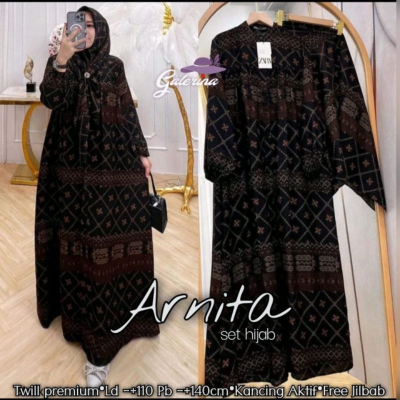 Arnita set hijab//pakaian set wanita//gamis
