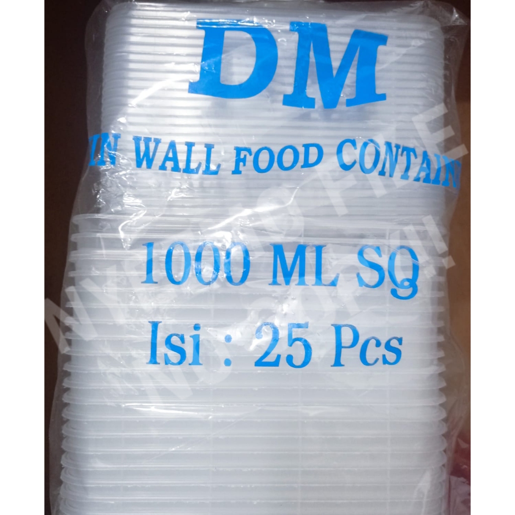 Thinwall DM Square 1000ml + tutup / Thinwall DM persegi  1000ml + tutup