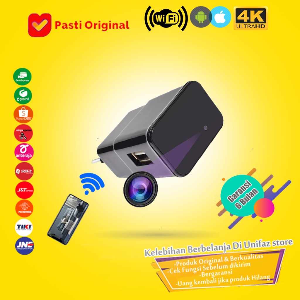 Spy Cam 4K Original / Kamera wifi / CCTV wifi / Kamera Adaftor Hp / Charger Kamera / Spy Kamera