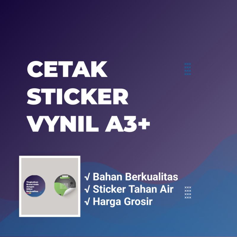 

Cetak Sticker Vynil Camel A3+ , Tanpa minimal order