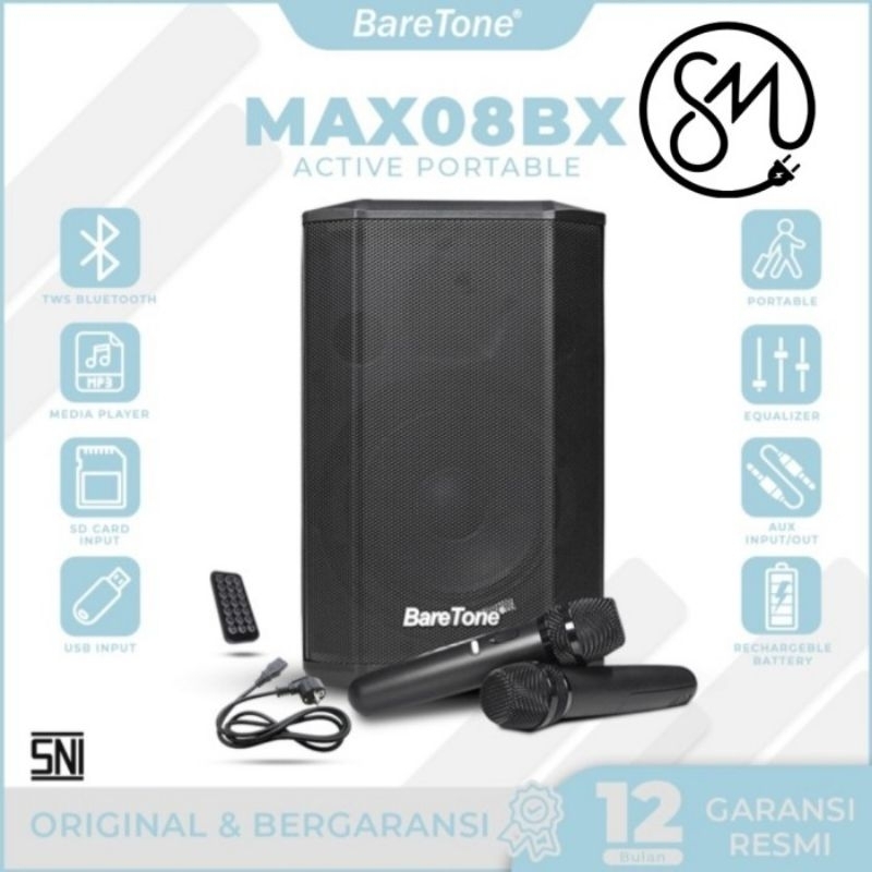 SPEAKER PORTABLE BARETONE MAX08BX SPEAKER 8 INCH ORIGINAL MAX 08 BX