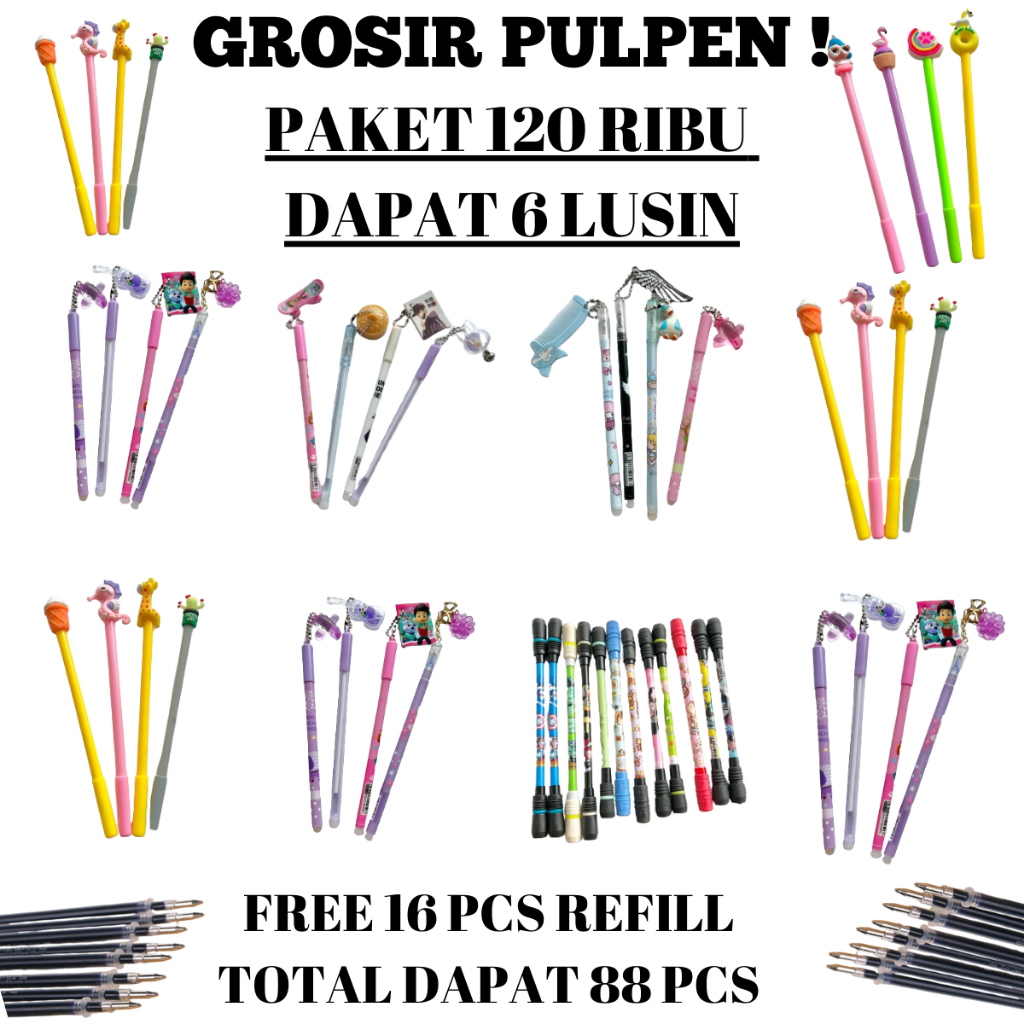 

GROSIR PULPEN 6 LUSIN DAN 16 PCS REFILL BISA PILIH SENDIRI DI LIVE COD RESELLER GROSIRAN