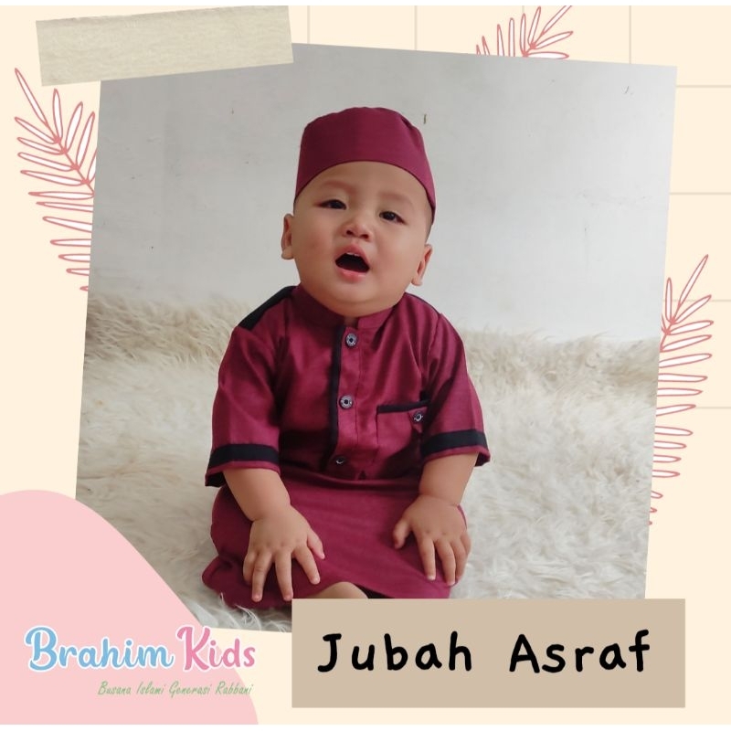 Baju Aqiqah/ Jubah aqiqah/ Jubah bayi katun madinah Asraf Free Peci