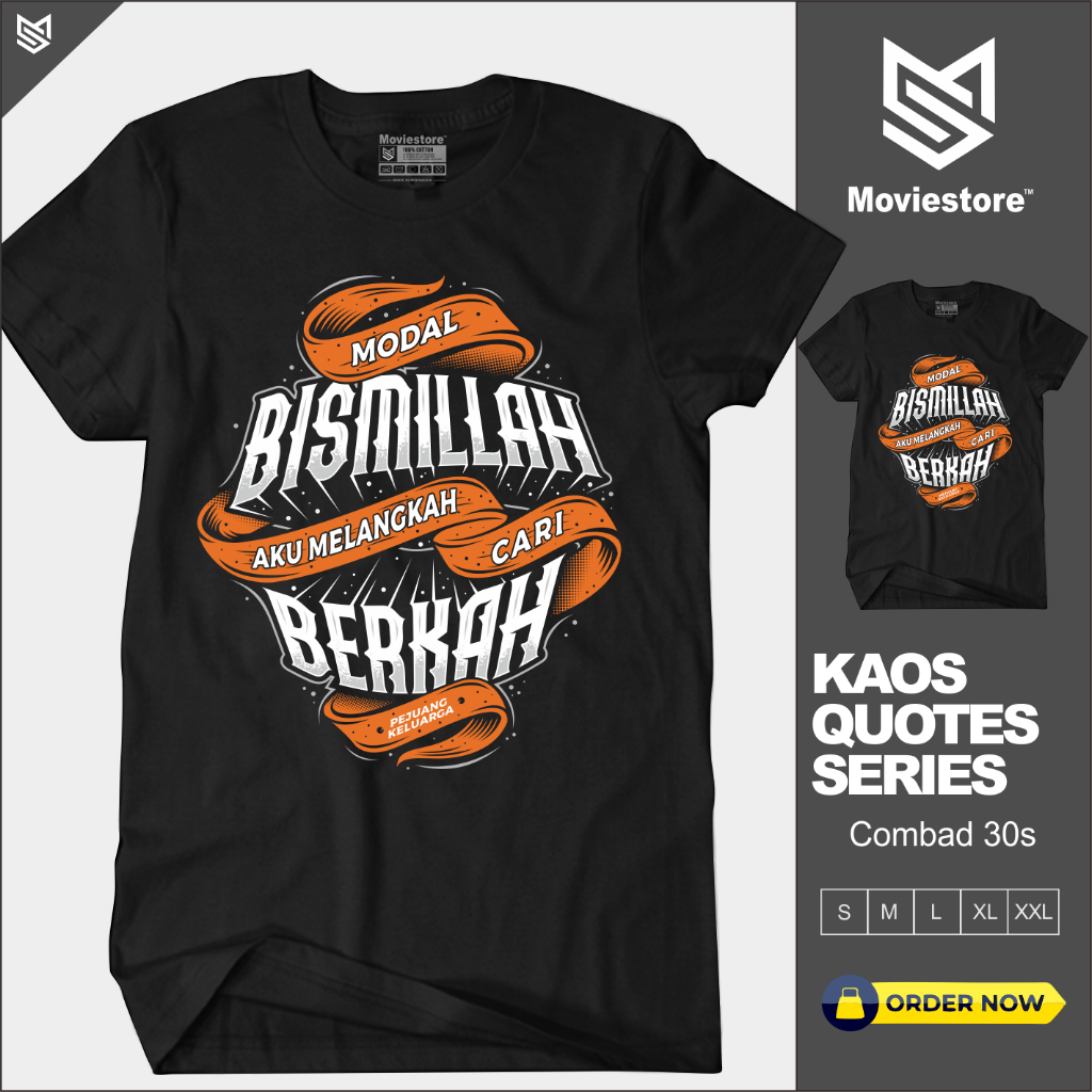 T-shirt Kaos Distro Pria Wanita Kata Kata Motivasi Dakwah Islami  Baju Quotes Modal Bismillah Aku Me
