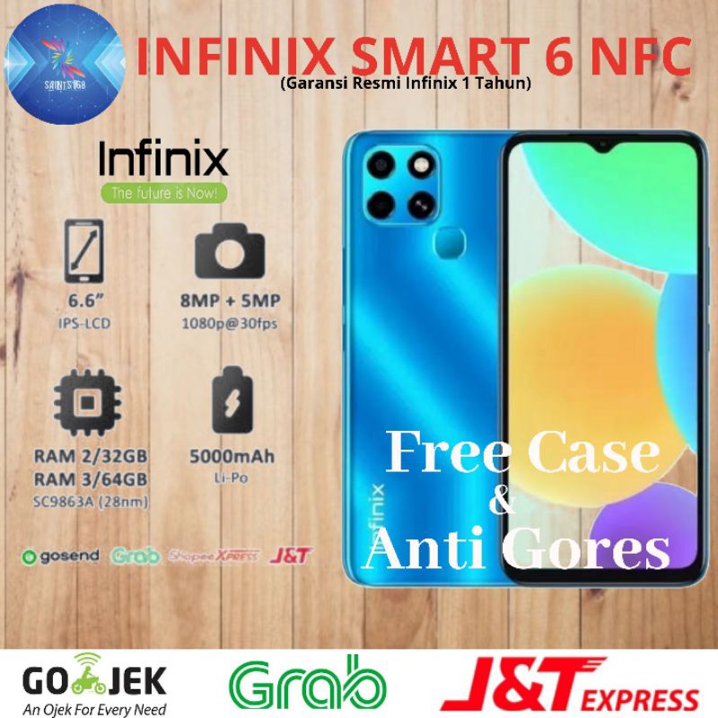 INFINIX SMART 6 NFC RAM 3GB MEMORY 64GB 2/32GB 3/64GB GARANSI RESMI INFINIX 1 TAHUN