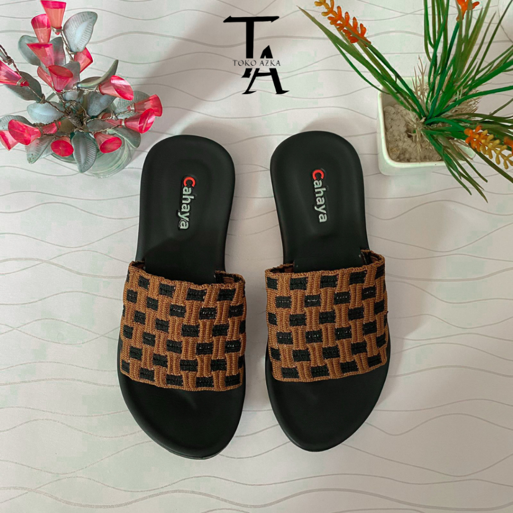 Sandal Slop Rajut Alas Empuk Anti Licin Sandal Rajut Wanita CAHAYA
