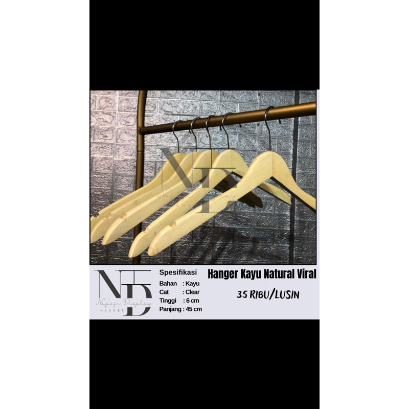 (12pcs)hanger kayu natural (jual lusinan) | hanger natural |hanger kayu | hanger kayu