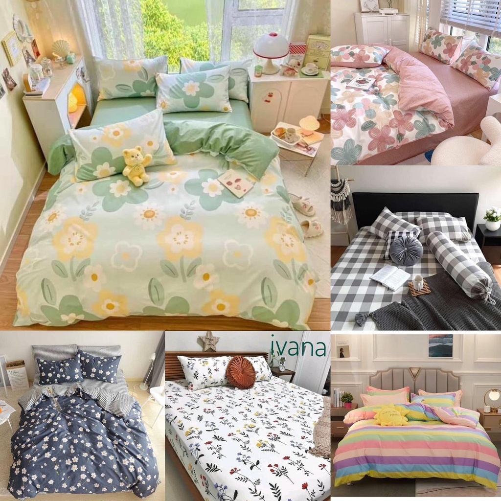 READY SPREI MOTIF ANAK KARTUN / SPREI EMILY AESTHETIC EMILY KOREA / SEPREI MOTIF BUNGA 120, 160, 180