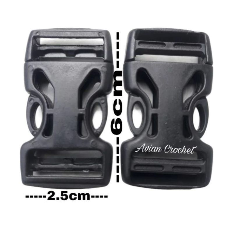 Buckle / slop tas 2.5 cm hitam ( kunci sodok)