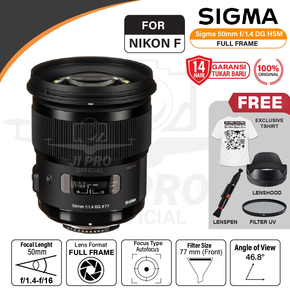 Sigma 50mm f1.4 DG HSM Art Lens for Nikon F / Lensa Sigma 50 mm f/1.4