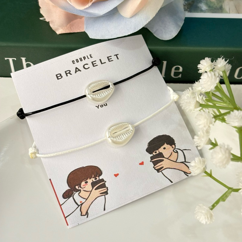 (2pcs) Gelang tali couple kerang putih / Gelang kerang /gelang laut