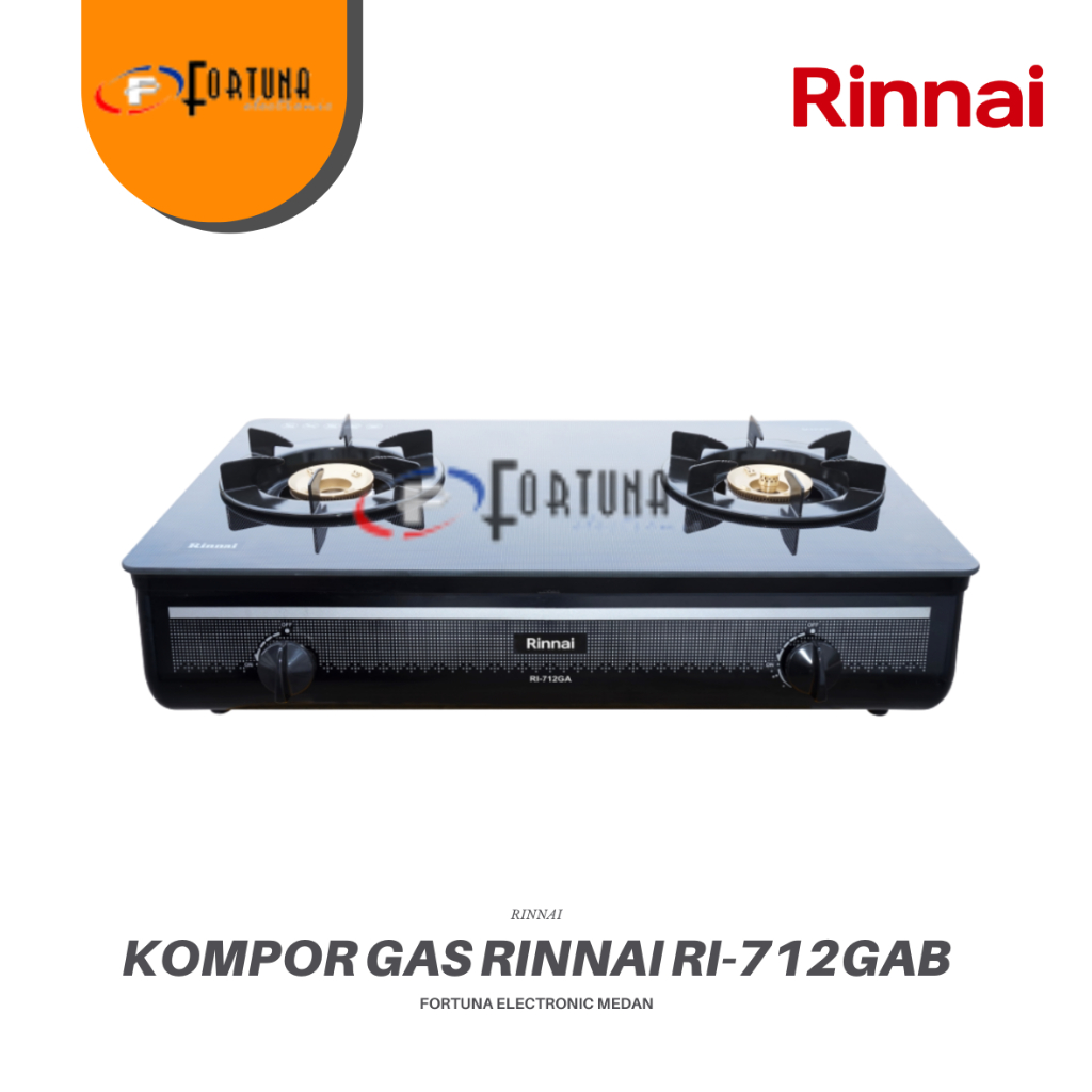 RINNAI RI-712 GAB/GAW KOMPOR GAS KACA 2 TUNGKU RI712GAB/GAW /GOB - PAKET SELANG REGULATOR WINNGAS / 