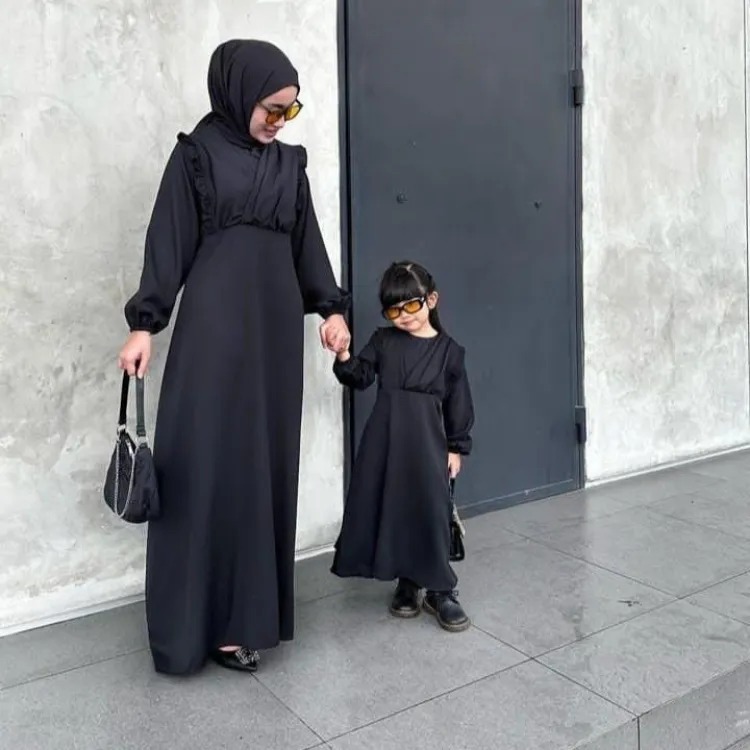 UMMA Fashion VELVET DRESS Bahan Velvet Dress Couple Mom And Kids Kekinian Viral Terbaru 2024 Lengan 