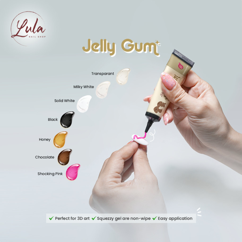 LULA JELLY GUM SATUAN / NON WIPE / 3D DESIGN / PERLENGKAPAN NAIL ART