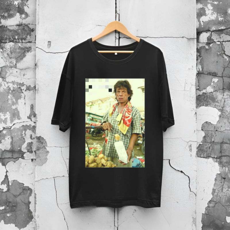 KAOS LUCU MICK JAGGER JUAL GORENGAN | KAOS ROLLING STONES