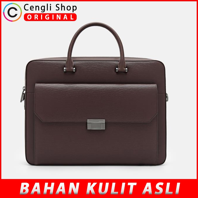 TAS KERJA KANTOR PRIA PEDRO BRIEFCASE ORIGINAL KULIT ASLI ORI BRANDED COKLAT BROWN