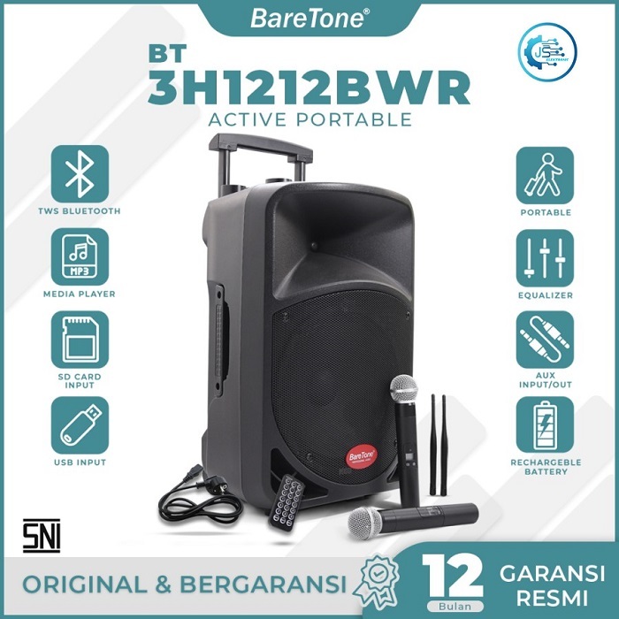 SPEAKER PORTABLE 12" BARETONE 1212BWR