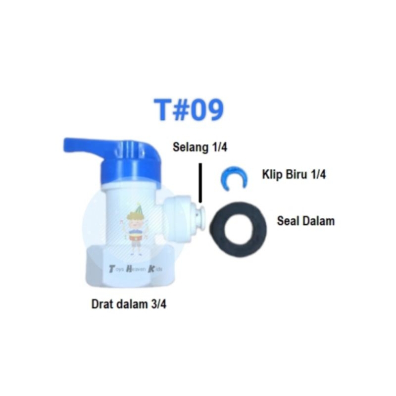 Stop Kran RO/Ball Valve Konektor RO Drat Dalam 3/4 - Selang 1/4 T#09