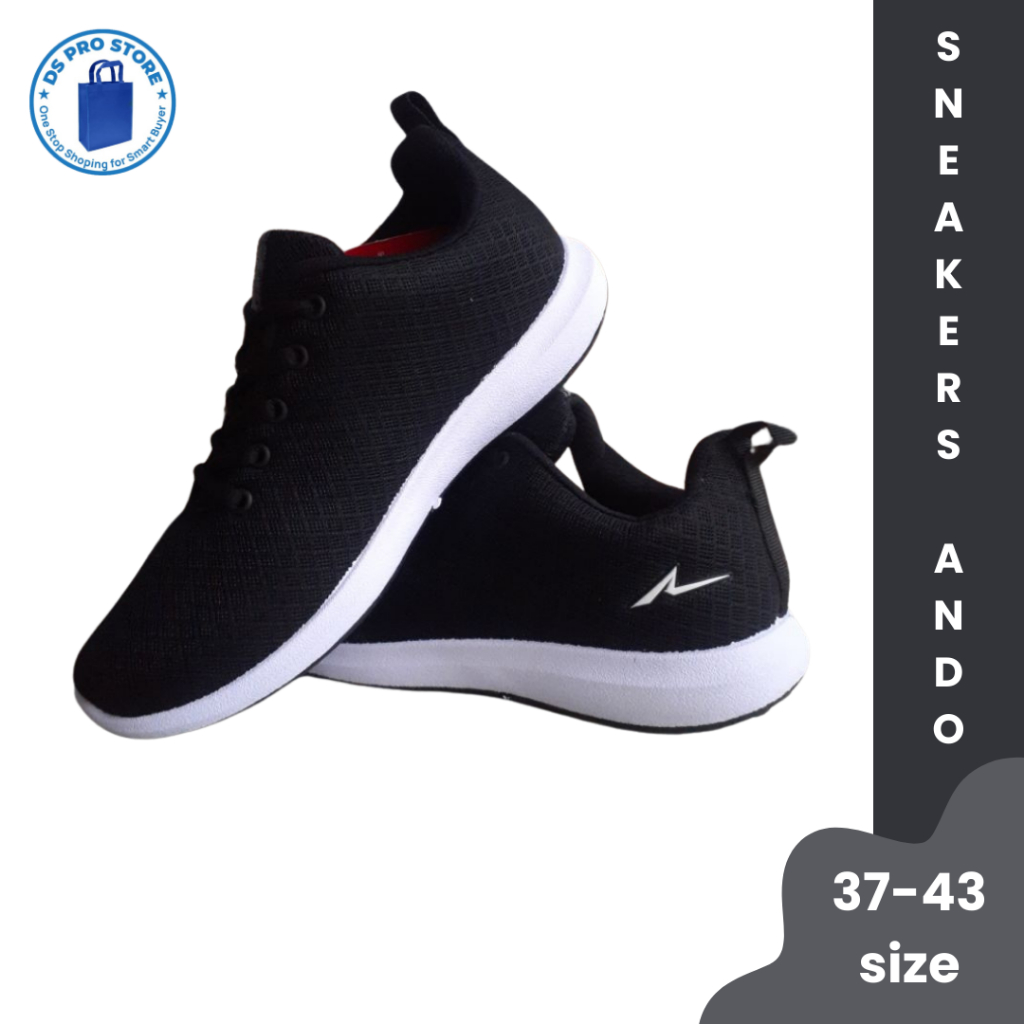 Promo Sepatu wanita pria Ando Sneakers Hitam putih Dewasa Anak Anak Original